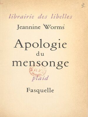 cover image of Apologie du mensonge